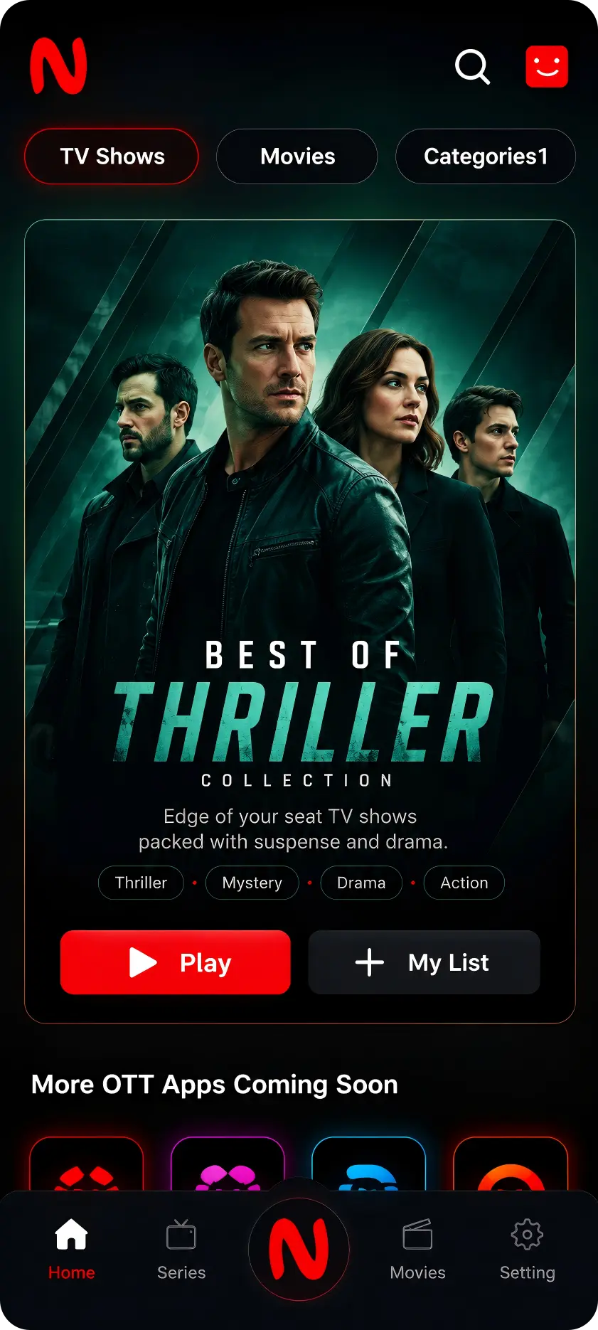 NetMirror mobile app showing movies and streaming content